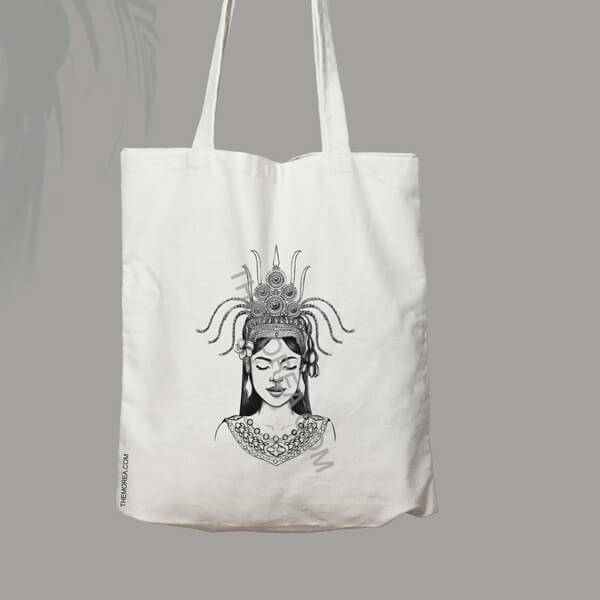 Black and White Apsara Canvas bag