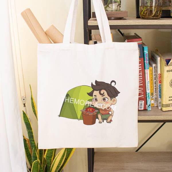 Camping grilling boy Canvas bag